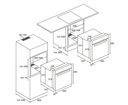 Dessin technique Four multifonction catalyse <br> - AFC106IX - Airlux