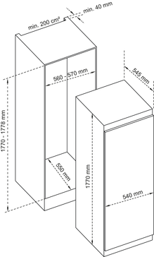 Dessin technique 1 porte tout utile niche 177 cm - ARITU177 - Airlux