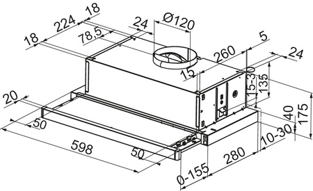 Dessin technique Hotte tiroir 60 cm <br> - AHT630IX - Airlux