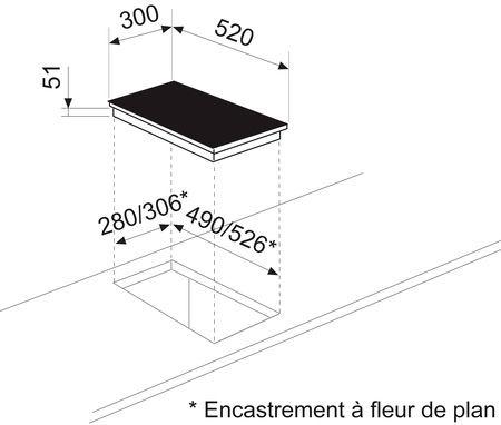 Dessin technique Domino induction manettes cut off <br> - ATI320MC - Airlux