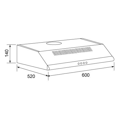 Dessin technique Hotte casquette 60 cm - AHC625IX - Airlux