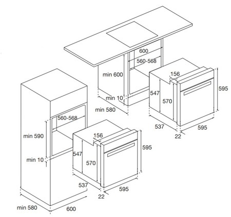 Dessin technique Four multifonction pyrolyse - Univers Imagine<br> - AFP211IX - Airlux
