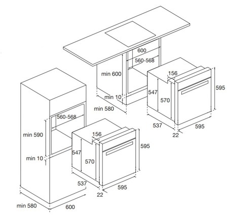 Dessin technique Four multifonction pyrolyse <br> - AFP211IX - Airlux