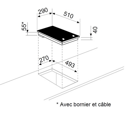 Dessin technique Domino vitrocéramique manettes <br> - AT32K01 - Airlux