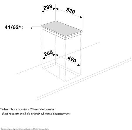 Dessin technique Domino vitrocéramique sensitif - ATH32T - Airlux