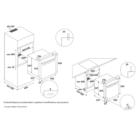 Dessin technique Four Multifonction Pyrolyse - Gamme absolue - AFP110BK - Airlux