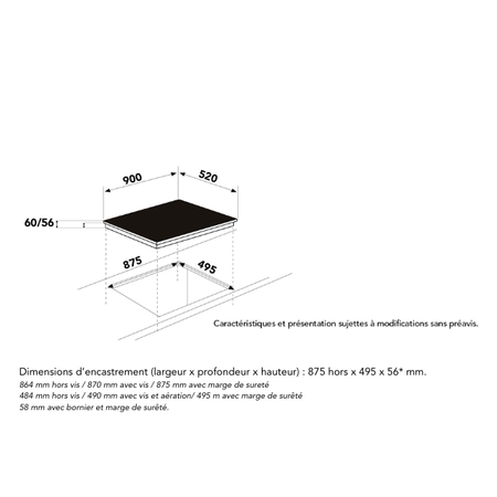 Dessin technique Collection absolue -Grande largeur, 5 zones, 90 cm <br> - ATI952BESL - Airlux