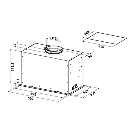 Dessin technique Groupe filtrant 52 cm <br> - AHGP570IX - Airlux