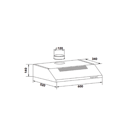 Dessin technique Hotte casquette 60 cm inox - AHC620SS - NOUVEAU - Airlux