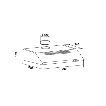 Dessin technique Hotte casquette 80 cm <br> - AHC830SS - BIENTOT DISPONIBLE - Airlux