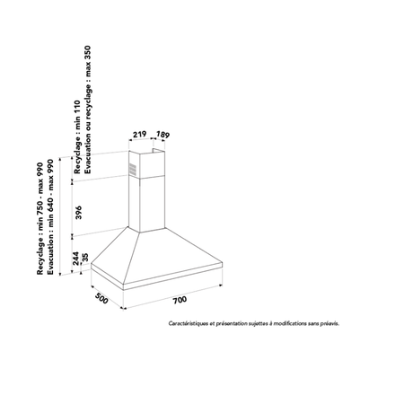 Dessin technique Hotte murale pyramide 60 cm <br> - AHP760SS - BIENTOT DISPONIBLE - Airlux Dessin technique Hotte murale pyramide 60 cm <br> - AHP760SS - BIENTOT DISPONIBLE - Airlux