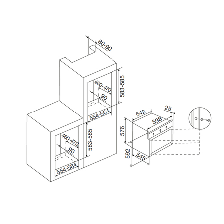 Dessin technique FOUR MULTIFONCTION GAZ VENTILE - UNIVERS PLAISIR - AFSCW21BKN - Airlux
