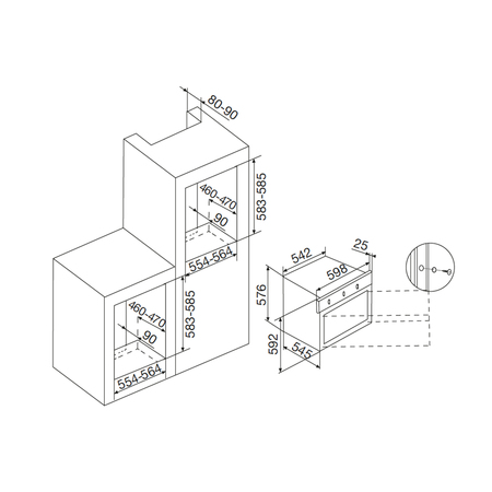 Dessin technique FOUR MULTIFONCTION GAZ VENTILE - UNIVERS PLAISIR - AFSCW21IXN - Airlux