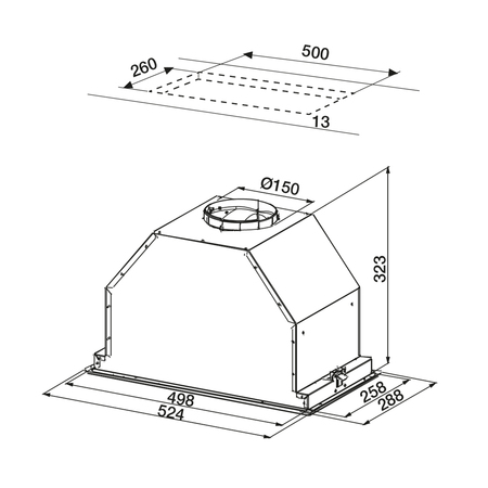 Dessin technique Groupe filtrant 52 cm <br> - AHG570IX - Airlux