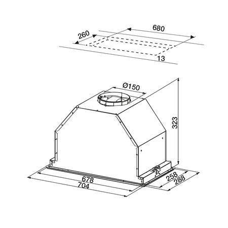 Dessin technique Groupe filtrant 70 cm <br> - AHG770IX - Airlux