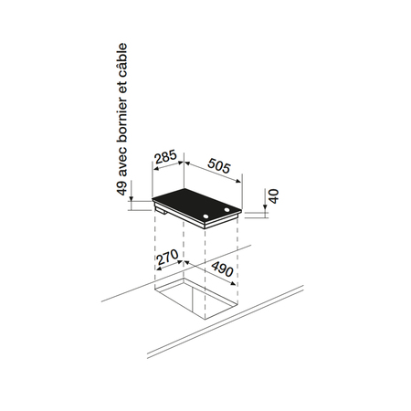 Dessin technique Domino vitrocéramique manettes <br> - ATH320M - Airlux