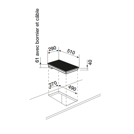 Dessin technique Domino vitrocéramique sensitif <br> - ATH320S - Airlux