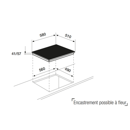 Dessin technique Table vitrocéramique 3 zones sensitive <br> - ATH63S - Airlux