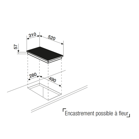 Dessin technique Domino induction bridge 31 cm <br> - ATIB32BK - Airlux