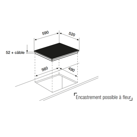 Dessin technique Table induction noire mate 60 cm - ATIF64BKM - Airlux