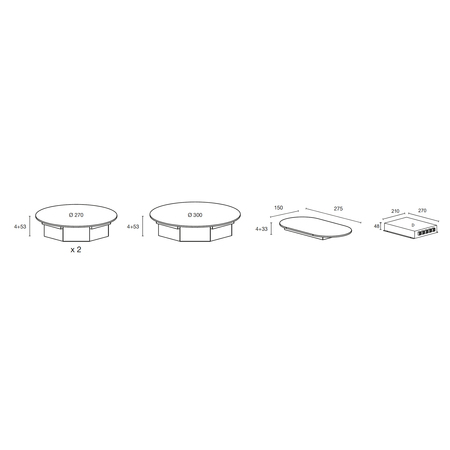 Dessin technique Table induction Nomade 3 zones <br> - ATIN3BK - Airlux