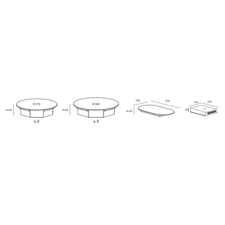 Dessin technique Table induction Nomade 4 zones <br> - ATIN4BK - Airlux