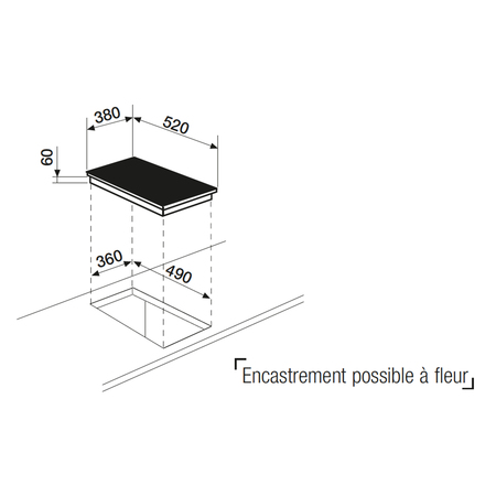 Dessin technique Domino teppanyaki induction 38 cm <br> - ATPN42BK - Airlux